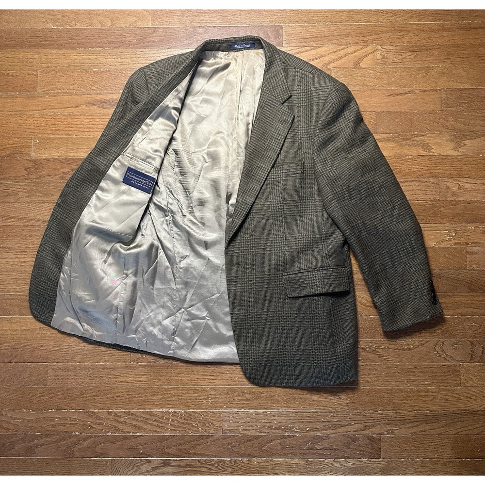 Polo‎ University Club Ralph Lauren Blazer 43R Glen Plaid Alpaca Wool Vintage 90s